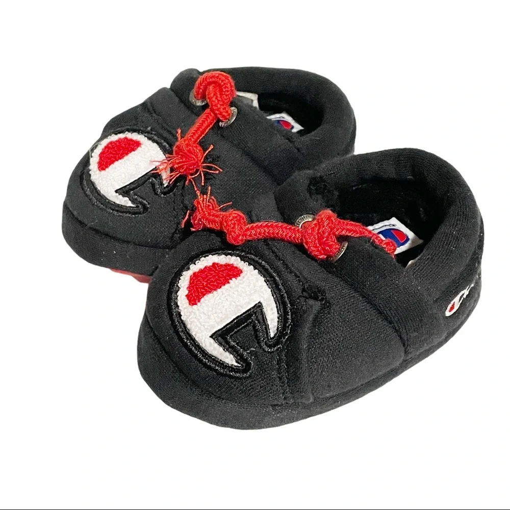 Champion Toddler 4T Black Plush Slippers